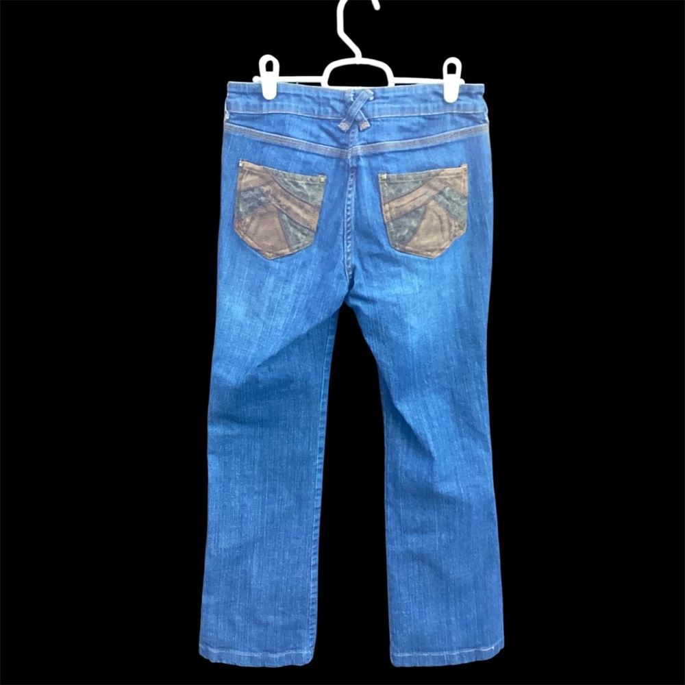 Vintage Y2K Low Rise Jeans Suede Pockets Chi by Falchi Blue Boot Cut Jeans 6 - Picture 8 of 12